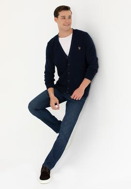 Erkek Lacivert Basic Triko Hırka - 50268939019