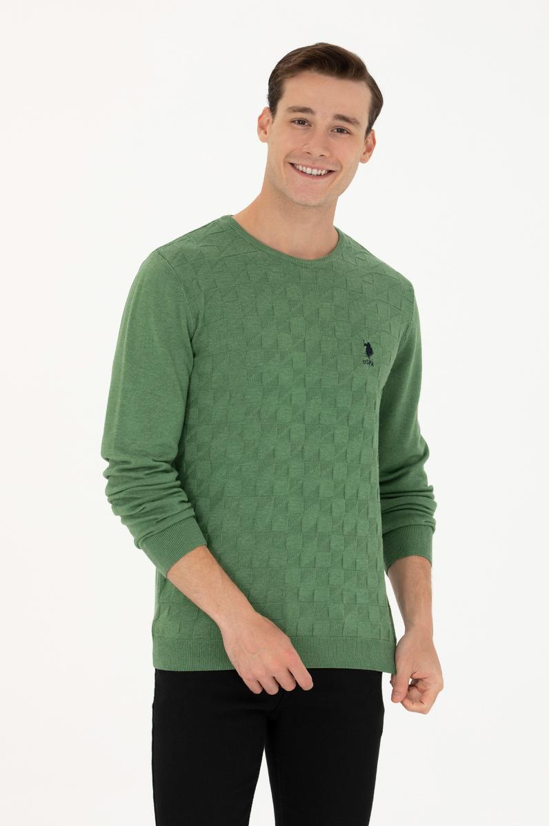 Erkek Yeşil Basic Kazak