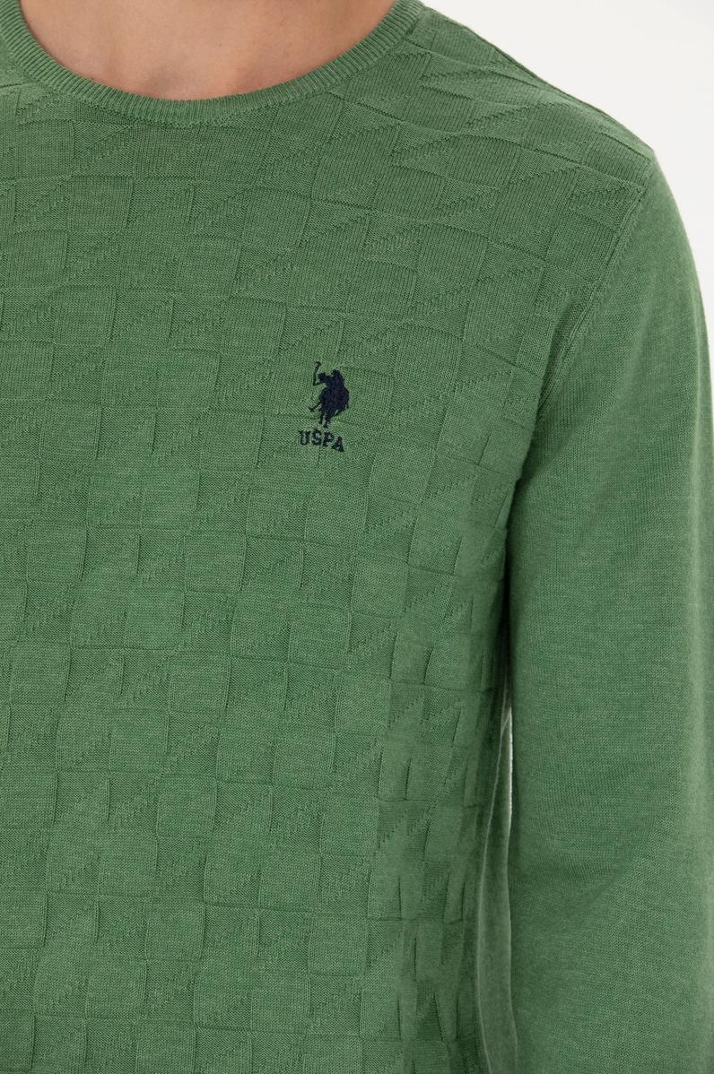 Erkek Yeşil Bisiklet Yaka Kazak