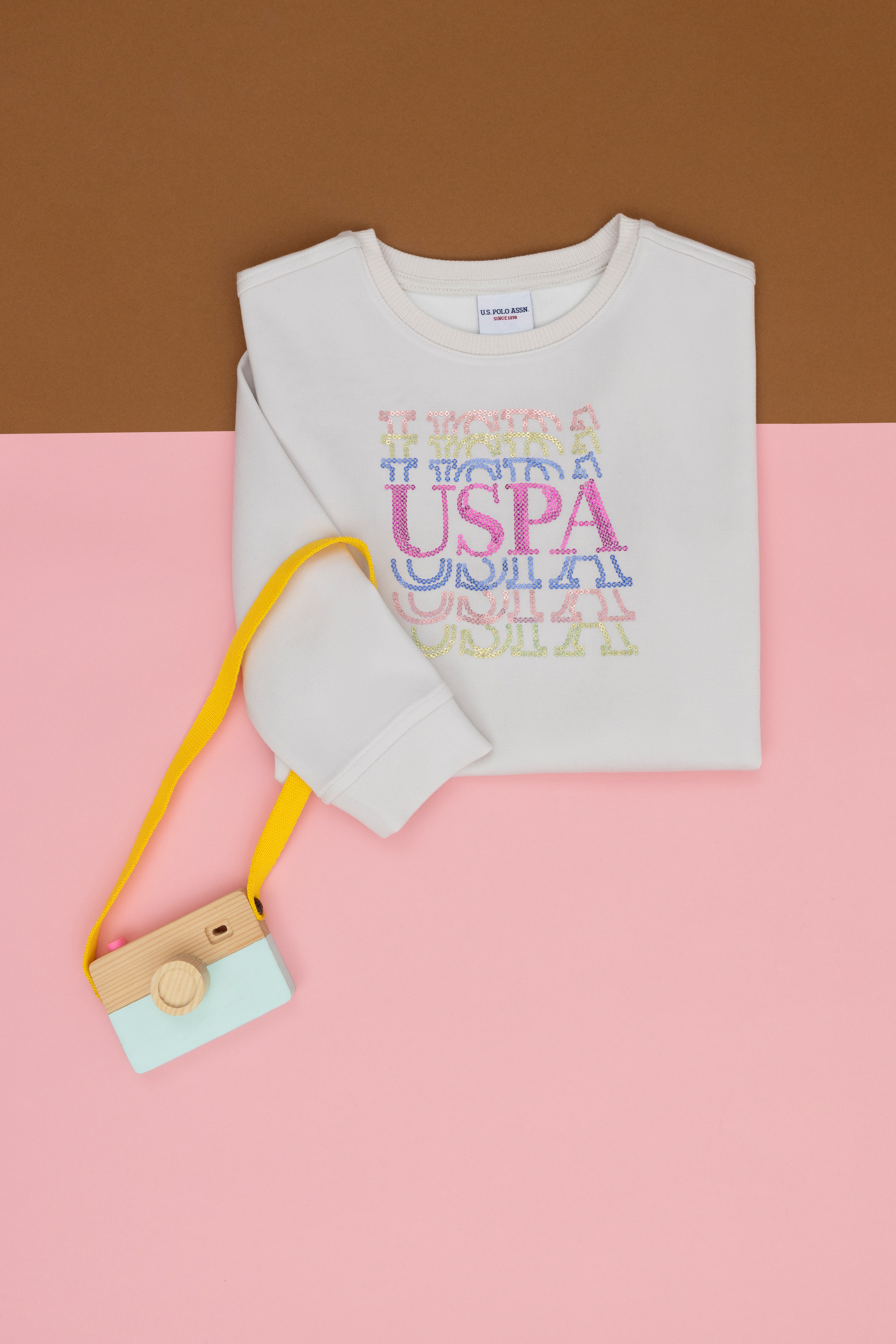 Kız Çocuk Taş Bisiklet Yaka Sweatshirt - Image 1