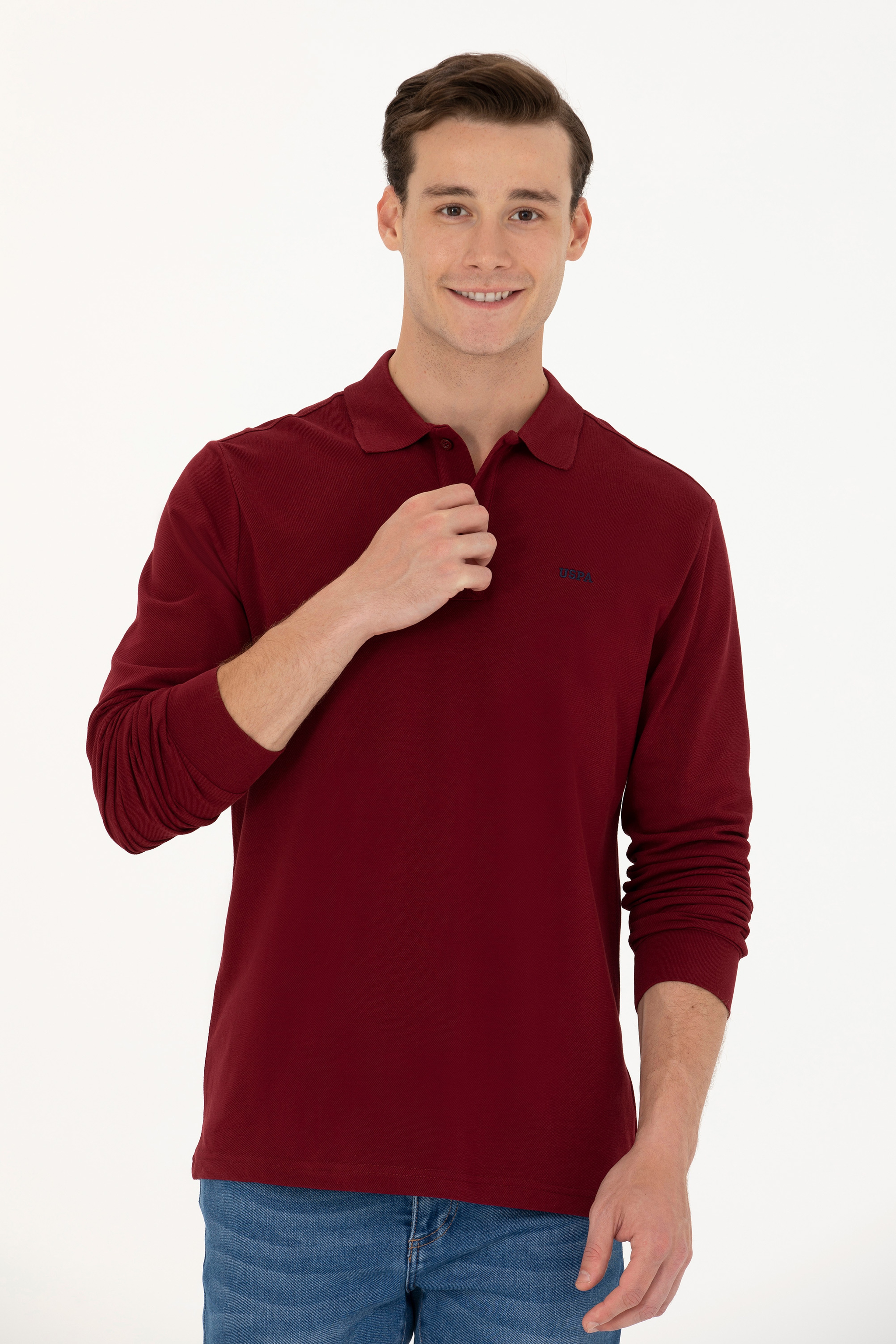 Erkek Bordo Basic Sweatshirt - Image 3