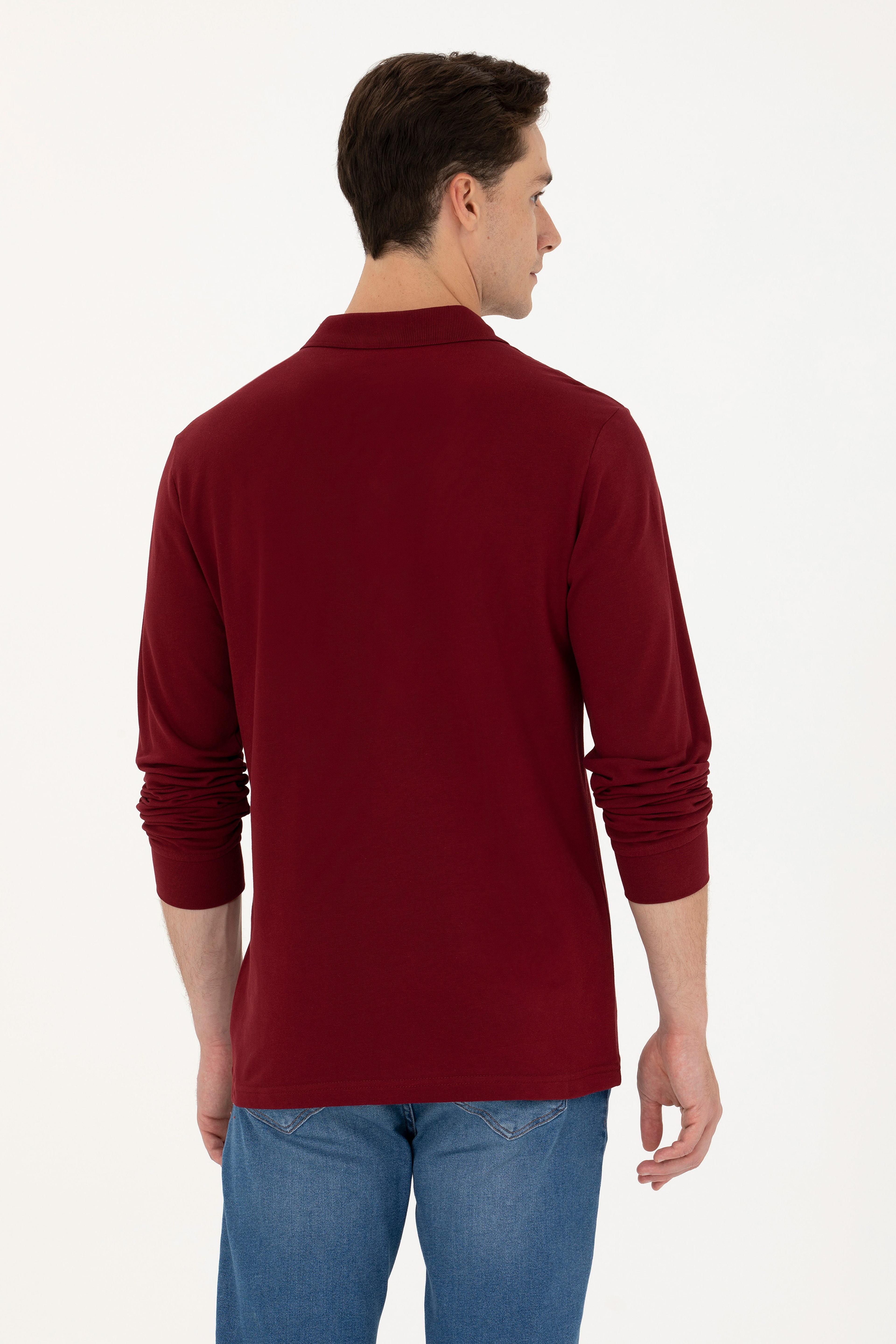 Erkek Bordo Basic Sweatshirt - Image 5