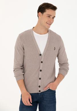 Erkek Vizon Melanj Basic Triko Hırka - 50268939046