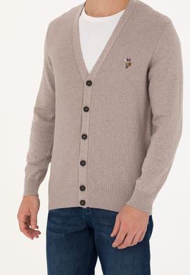 Erkek Vizon Melanj Basic Triko Hırka - 50268939046