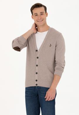 Erkek Vizon Melanj Basic Triko Hırka - 50268939046