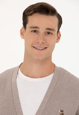 Erkek Vizon Melanj Basic Triko Hırka - 50268939046