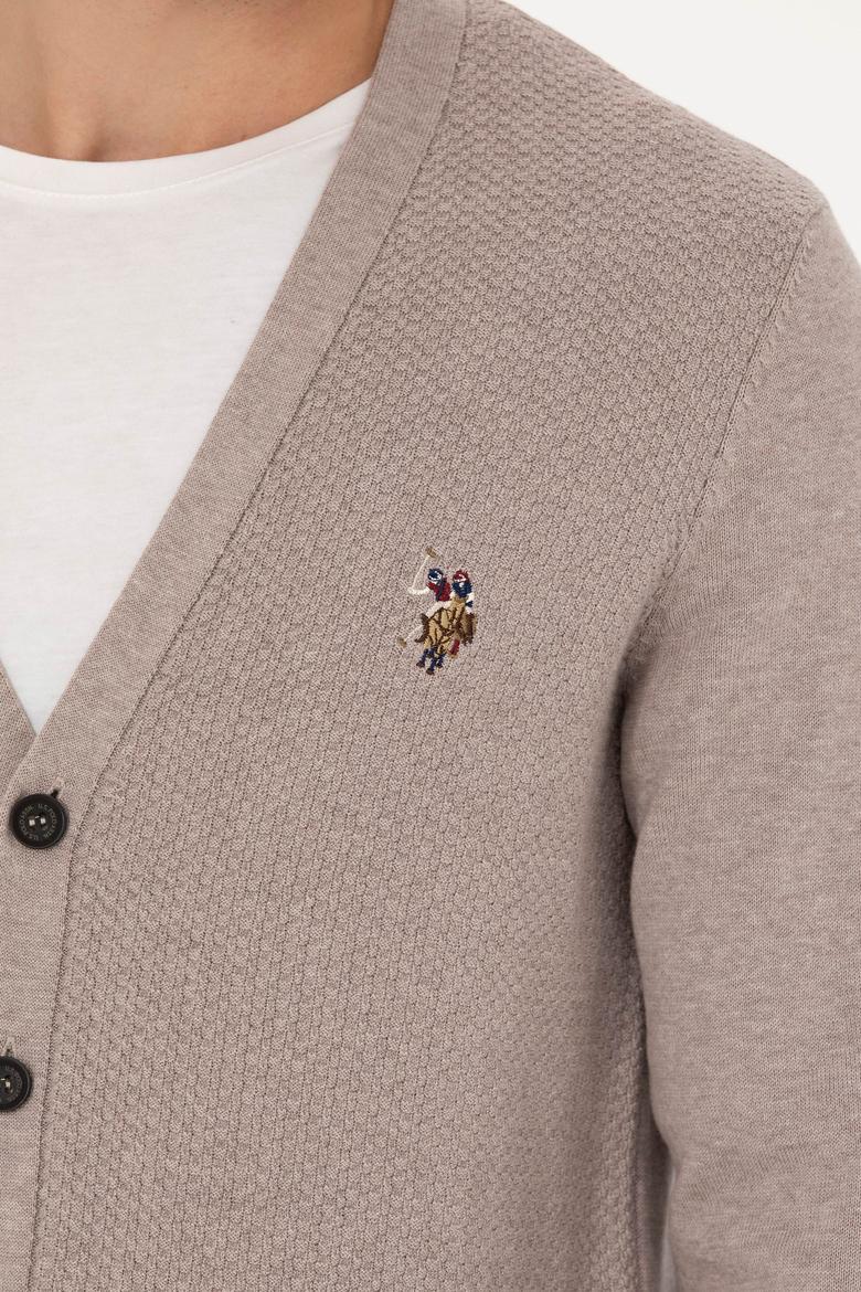 Erkek Vizon Melanj Basic Triko Hırka - 50268939046