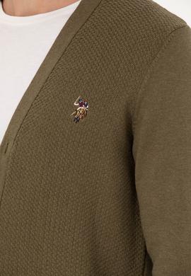 Erkek Haki Melanj Basic Triko Hırka - 50268939074