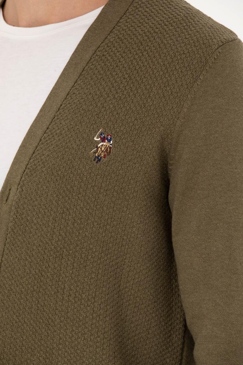 Erkek Haki Melanj Basic Triko Hırka - 50268939074