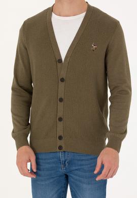 Erkek Haki Melanj Basic Triko Hırka - 50268939074