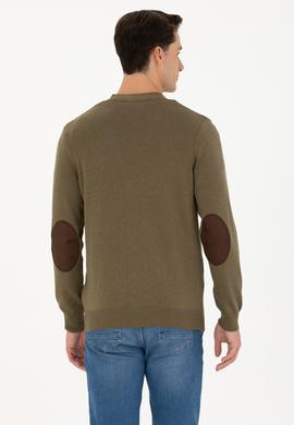 Erkek Haki Melanj Basic Triko Hırka - 50268939074