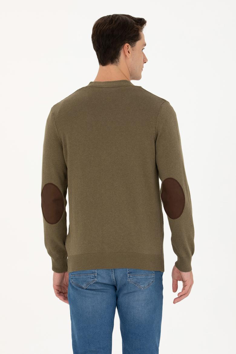 Erkek Haki Melanj Basic Triko Hırka - 50268939074