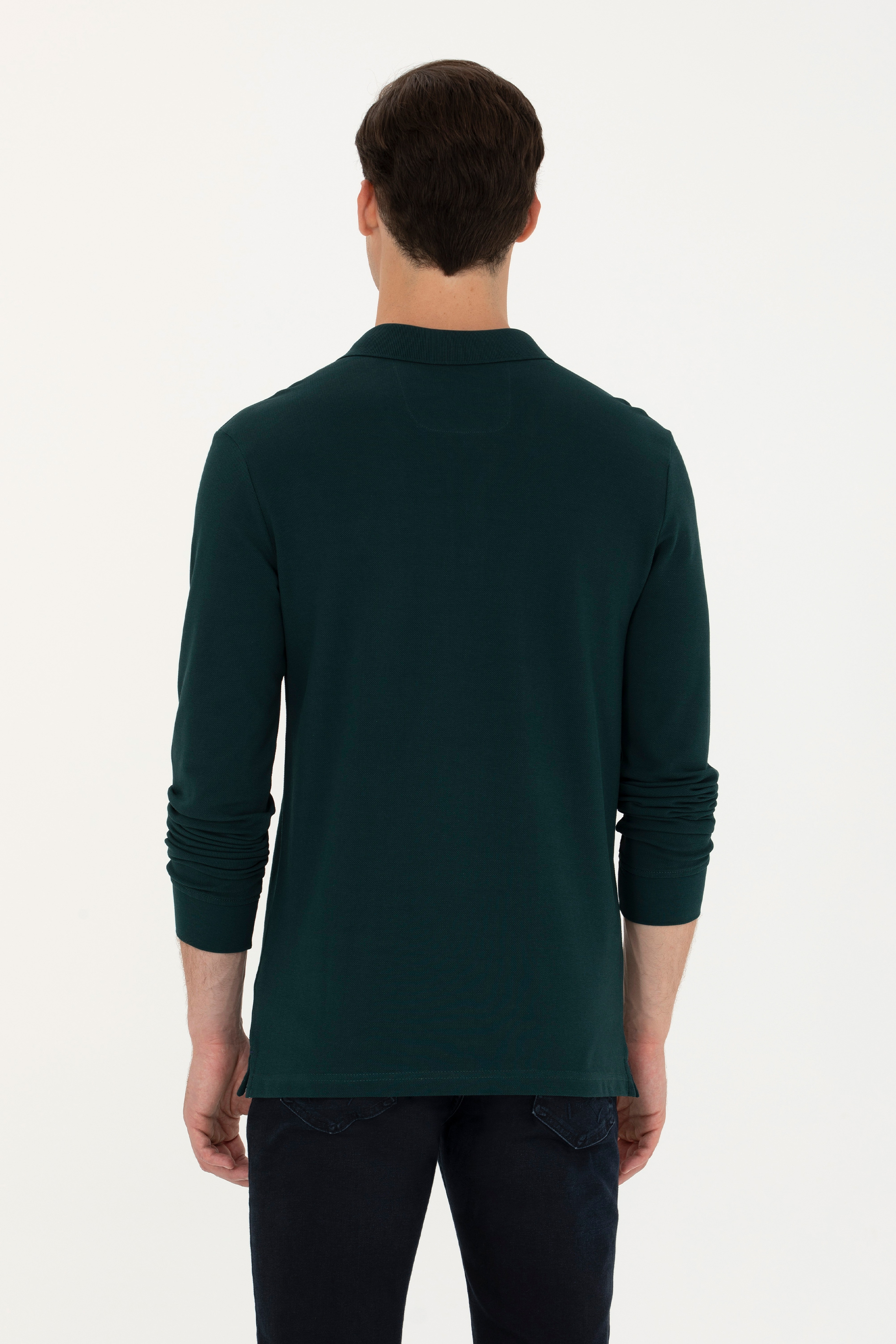 Erkek Koyu Yeşil Basic Sweatshirt - Image 5