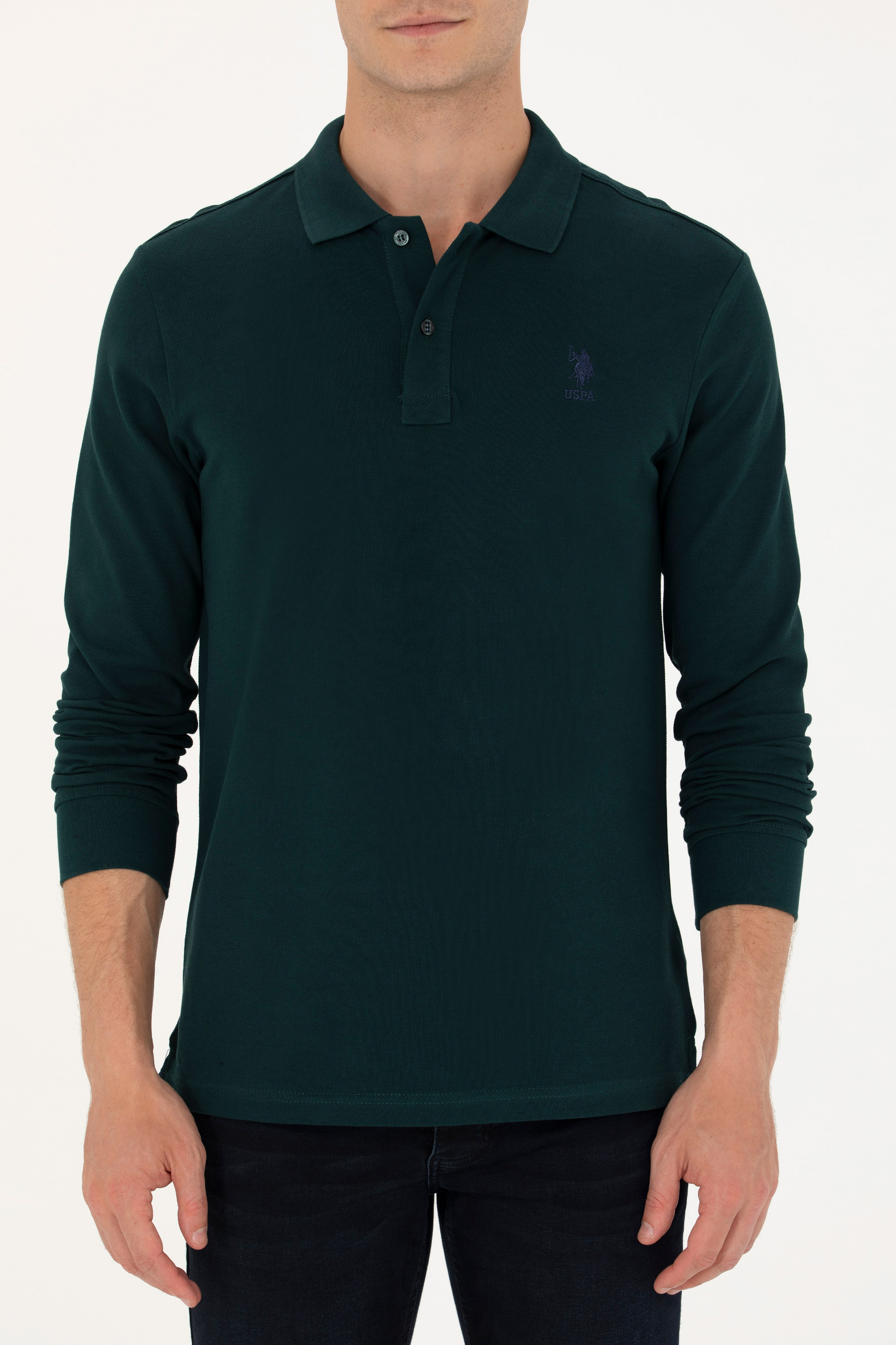 Erkek Koyu Yeşil Basic Sweatshirt - Image 6