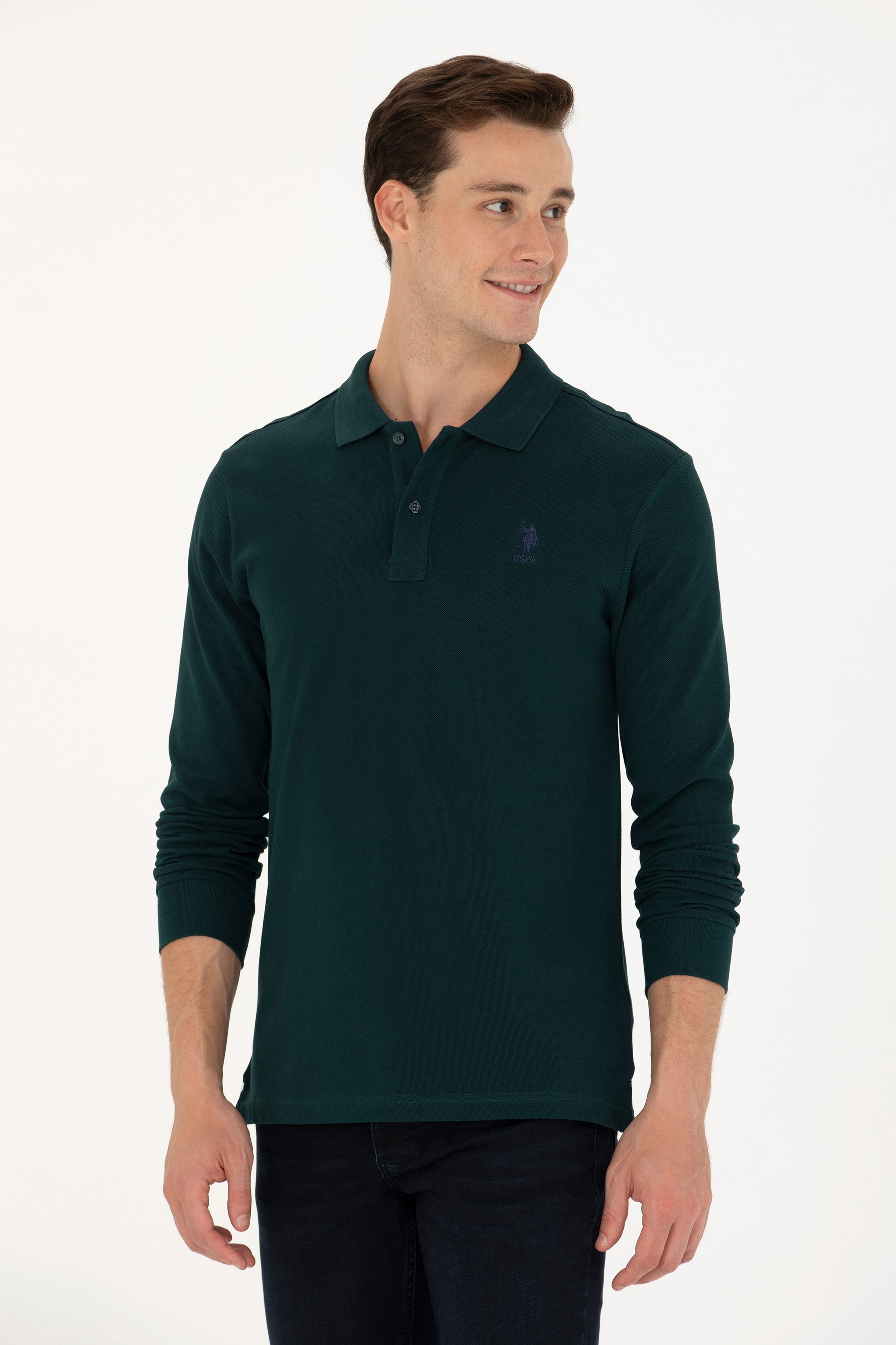 Erkek Koyu Yeşil Basic Sweatshirt