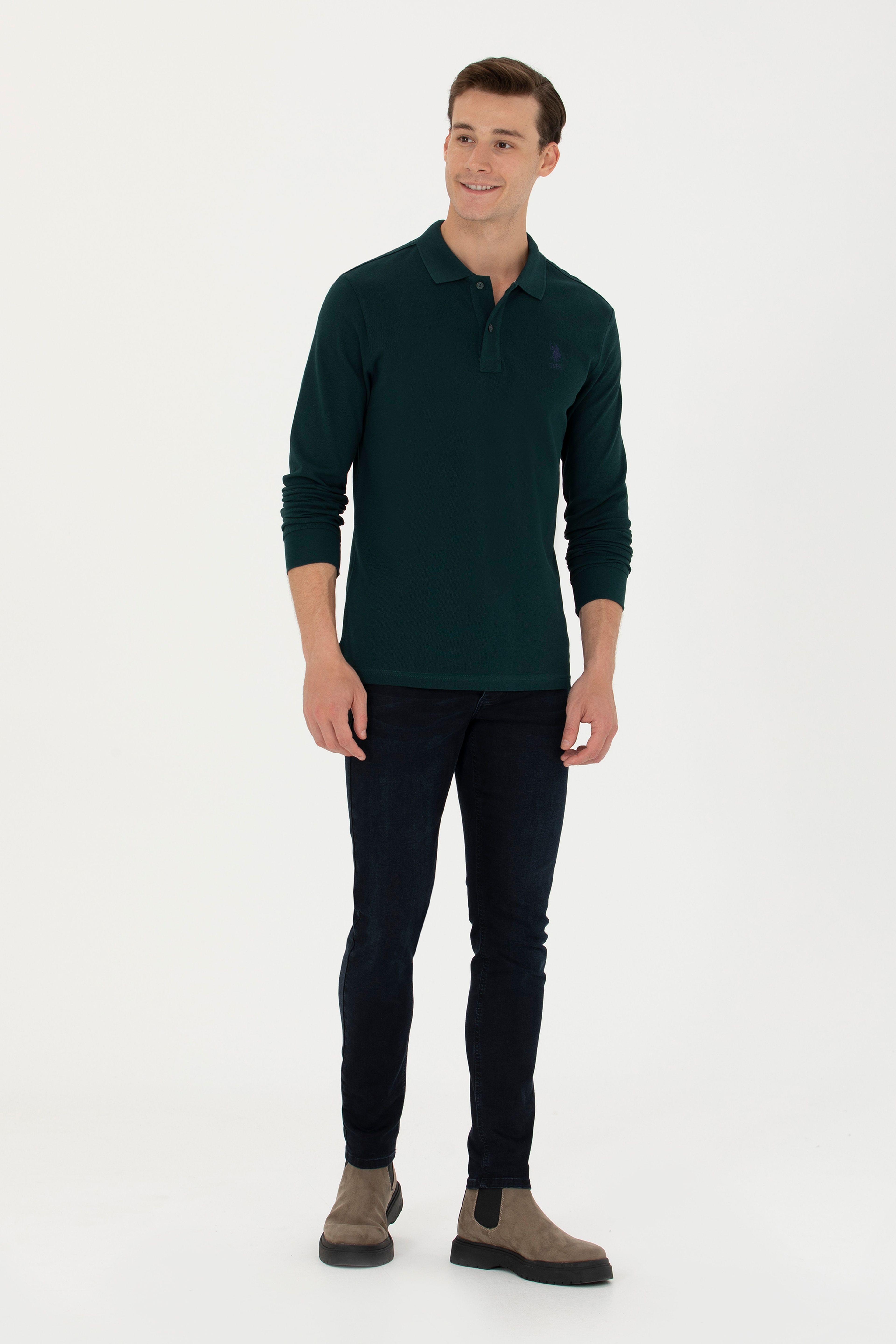 Erkek Koyu Yeşil Basic Sweatshirt - Image 4