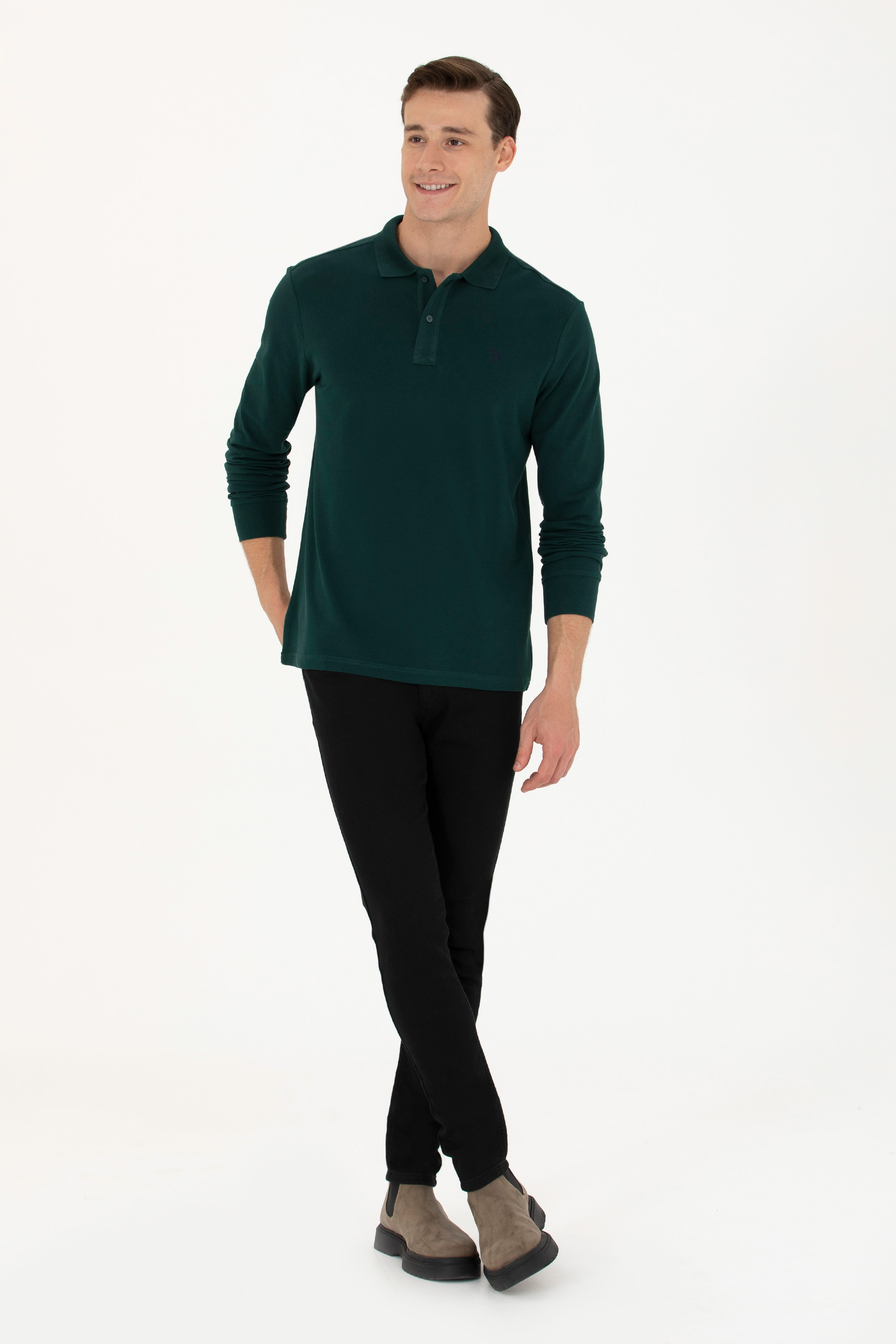 Erkek Koyu Yeşil Basic Sweatshirt