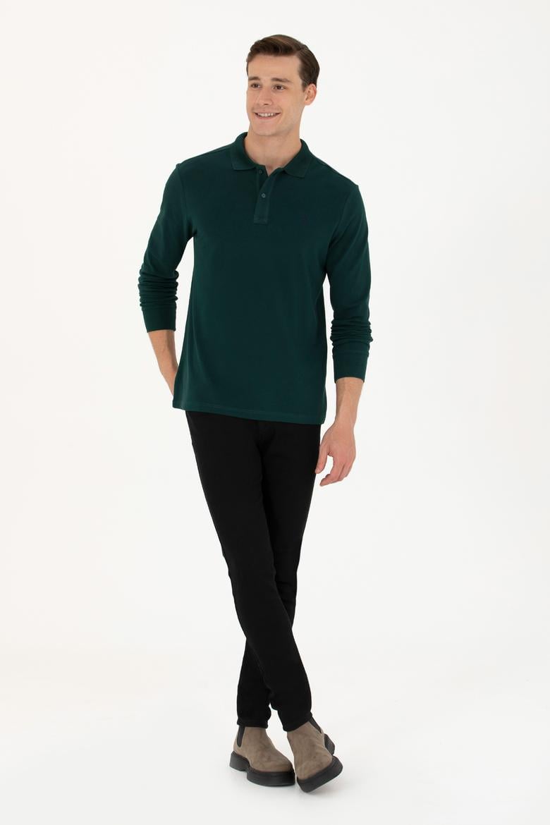 Erkek Koyu Yeşil Basic Sweatshirt - 50269405161