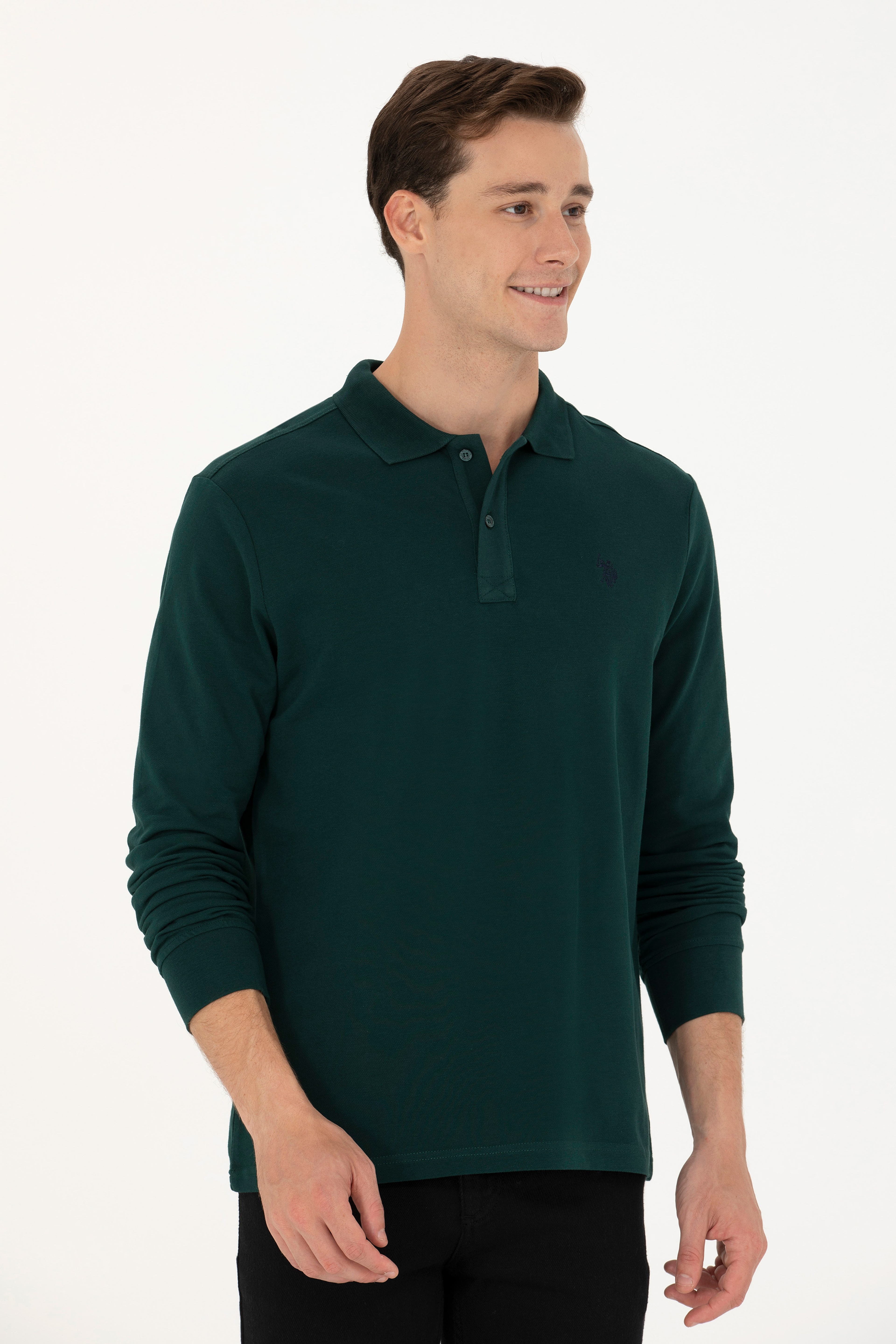 Erkek Koyu Yeşil Basic Sweatshirt - Image 3