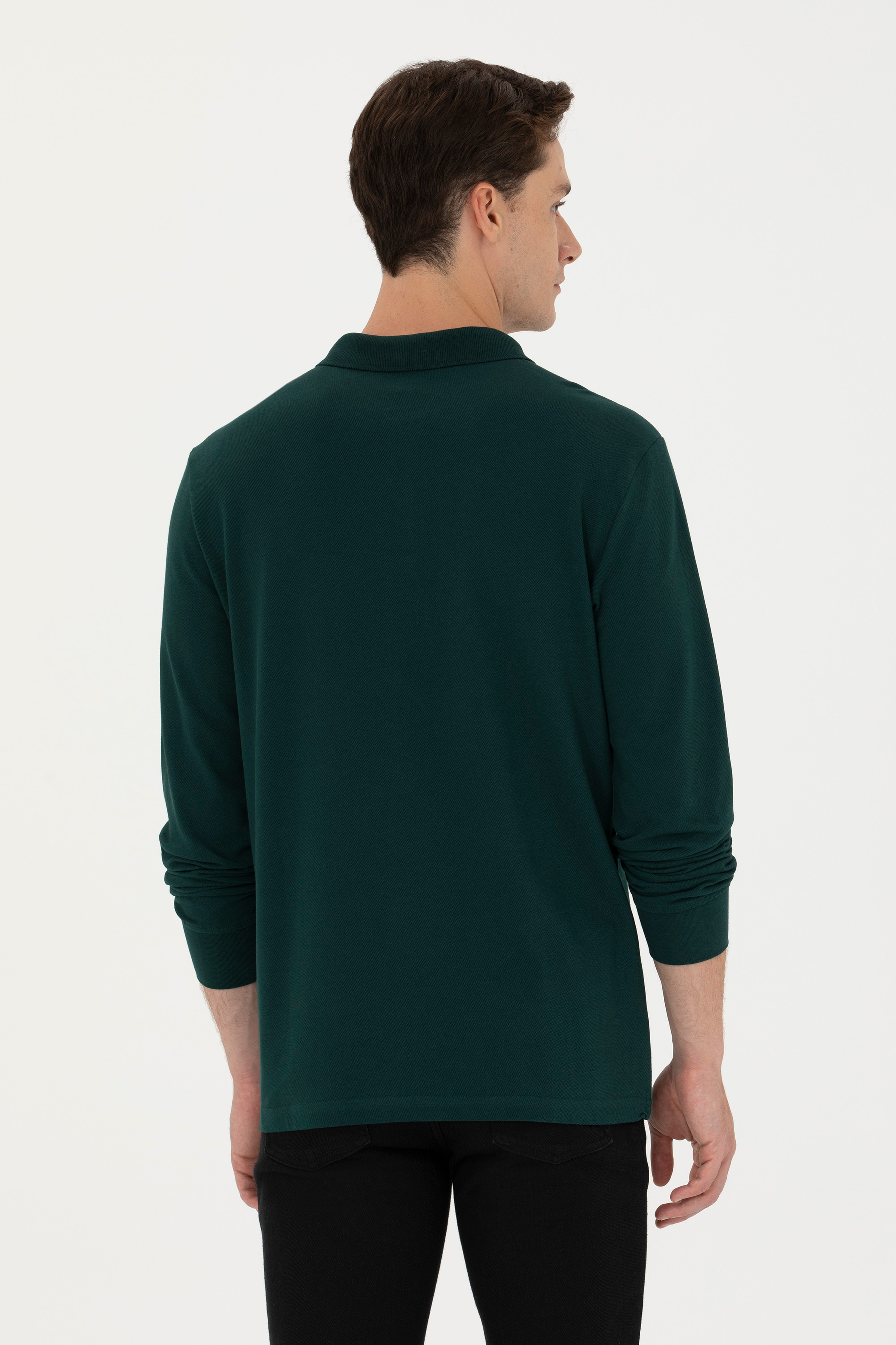 Erkek Koyu Yeşil Basic Sweatshirt - Image 5