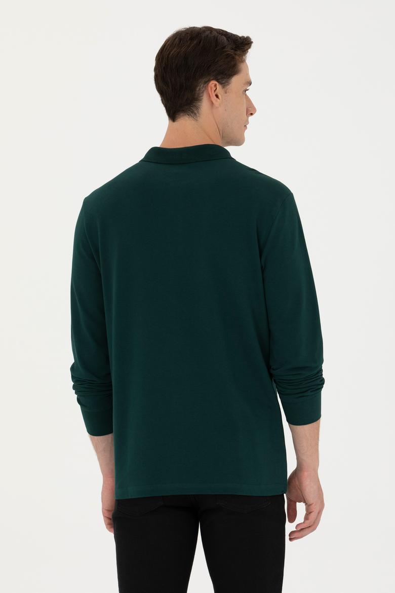Erkek Koyu Yeşil Basic Sweatshirt - 50269405161