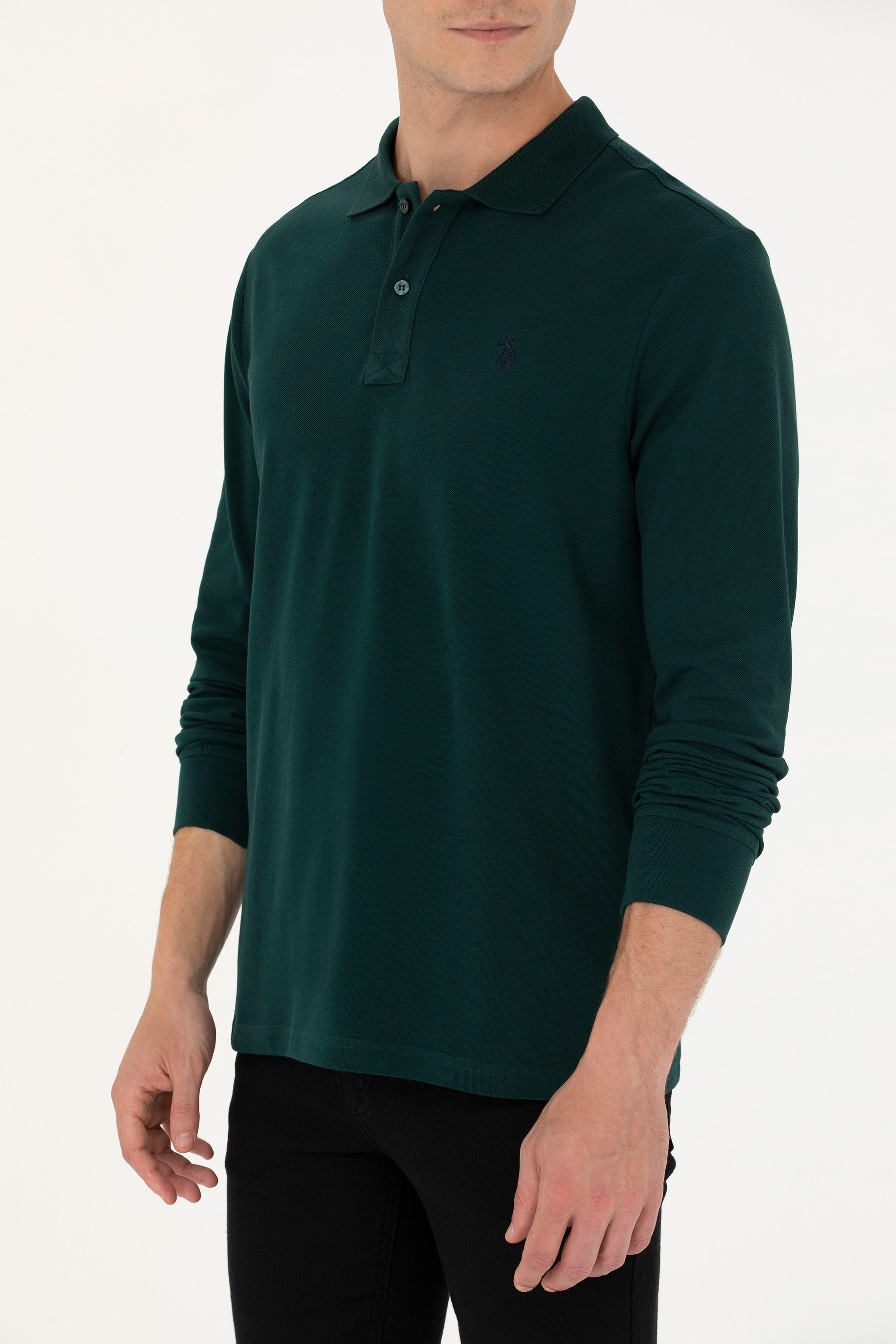 Erkek Koyu Yeşil Basic Sweatshirt - Image 6
