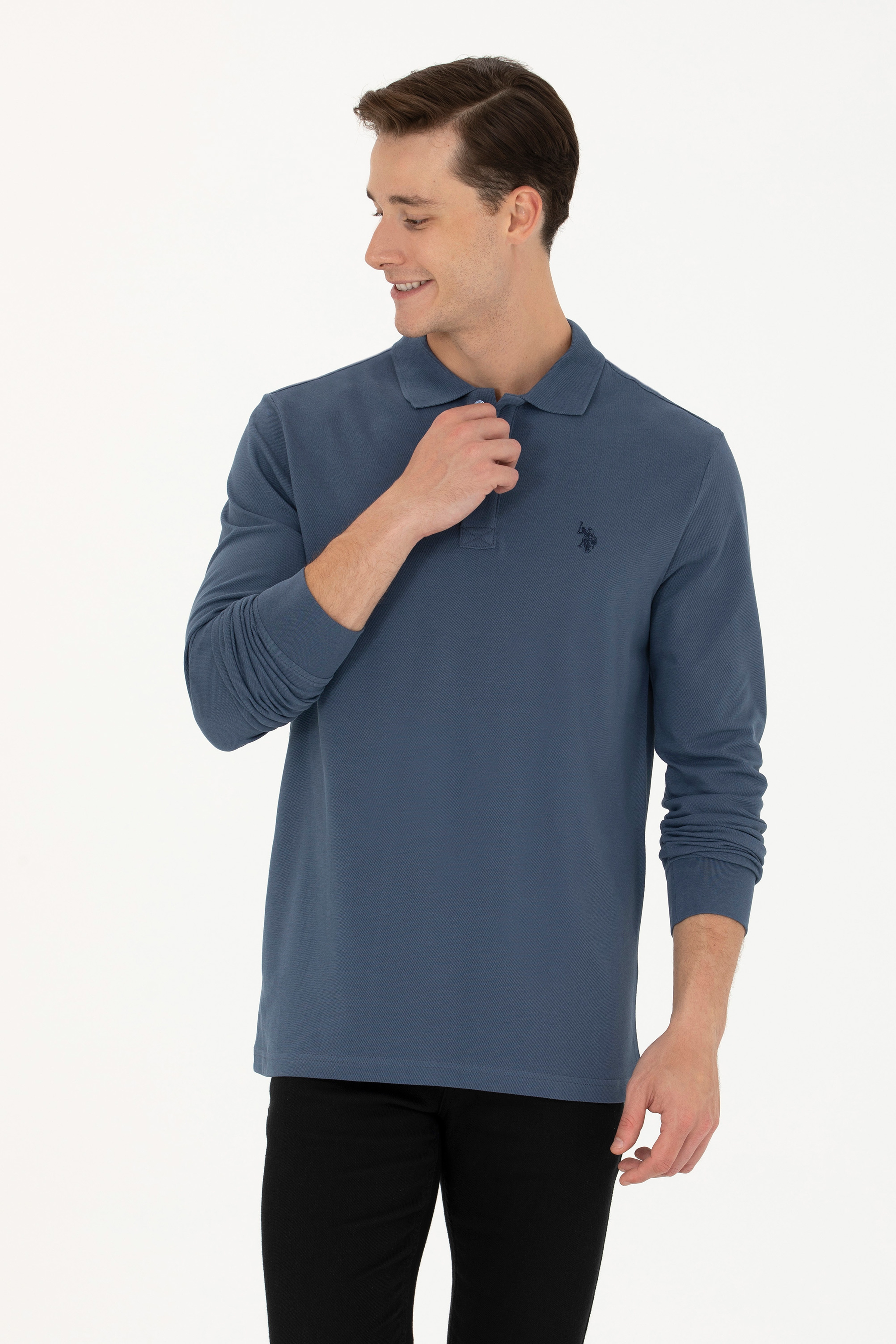Erkek İndigo Basic Sweatshirt - Image 1