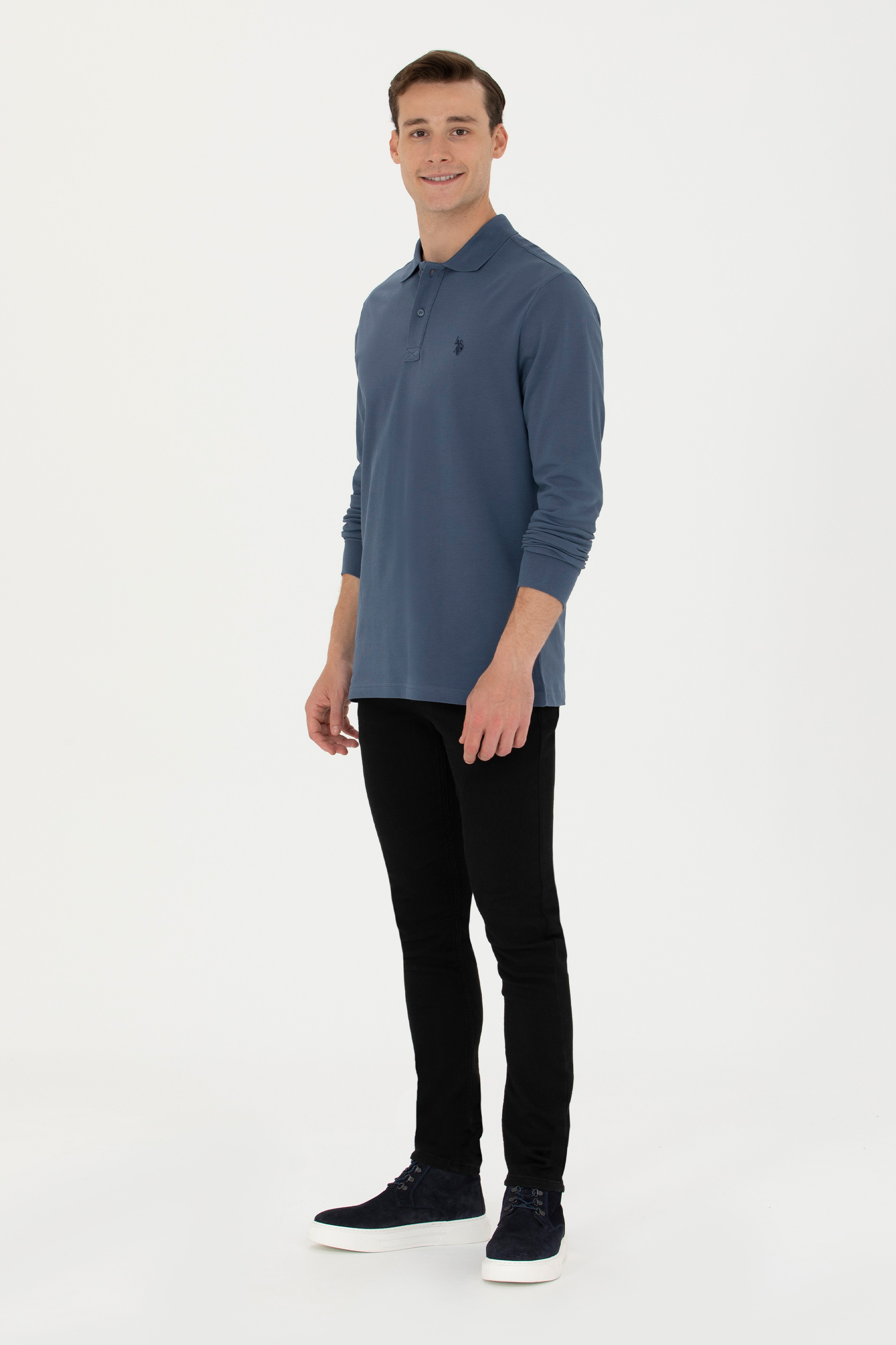Erkek İndigo Basic Sweatshirt
