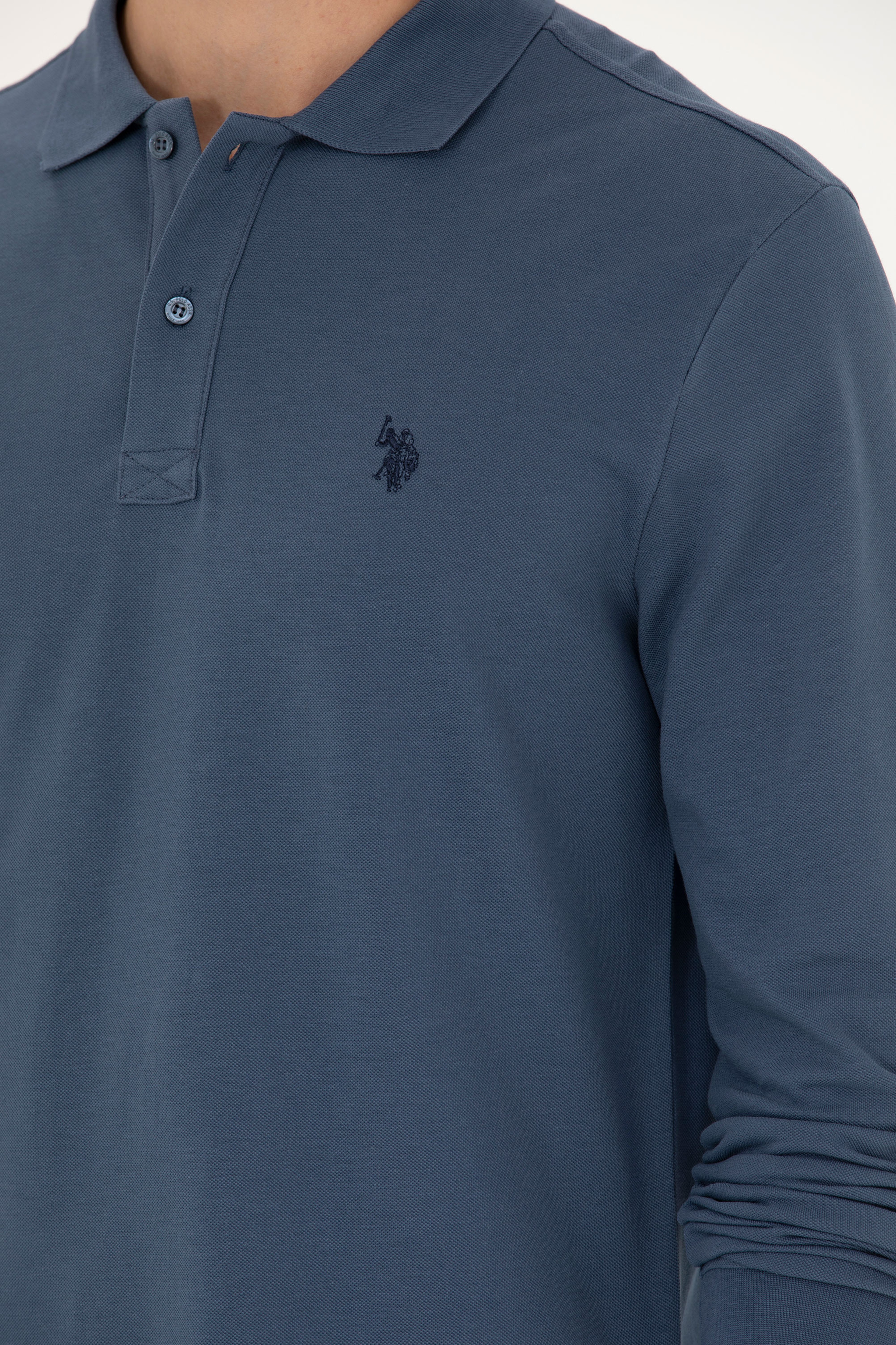 Erkek İndigo Basic Sweatshirt - Image 7