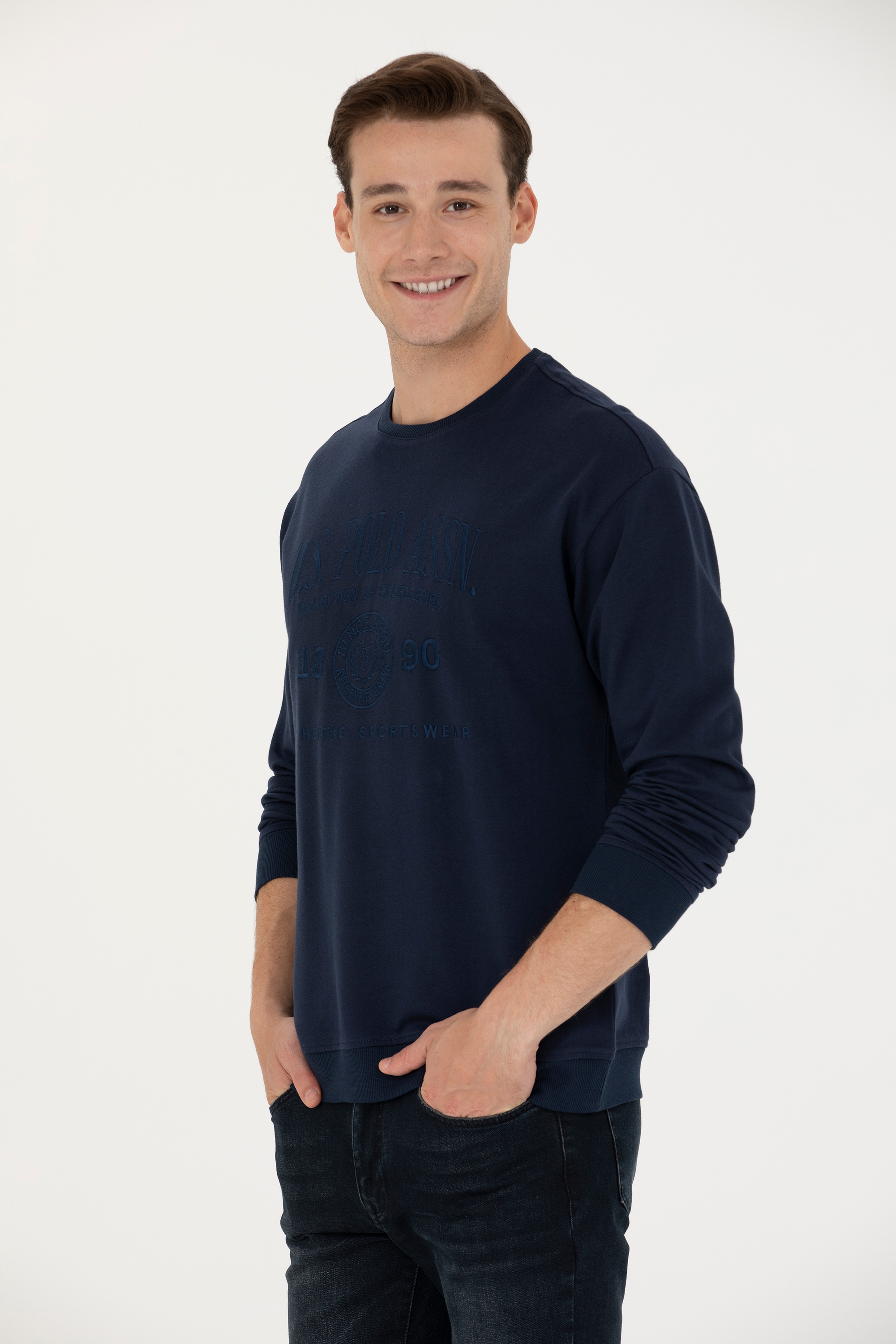 Erkek Lacivert Sweatshirt - Image 3