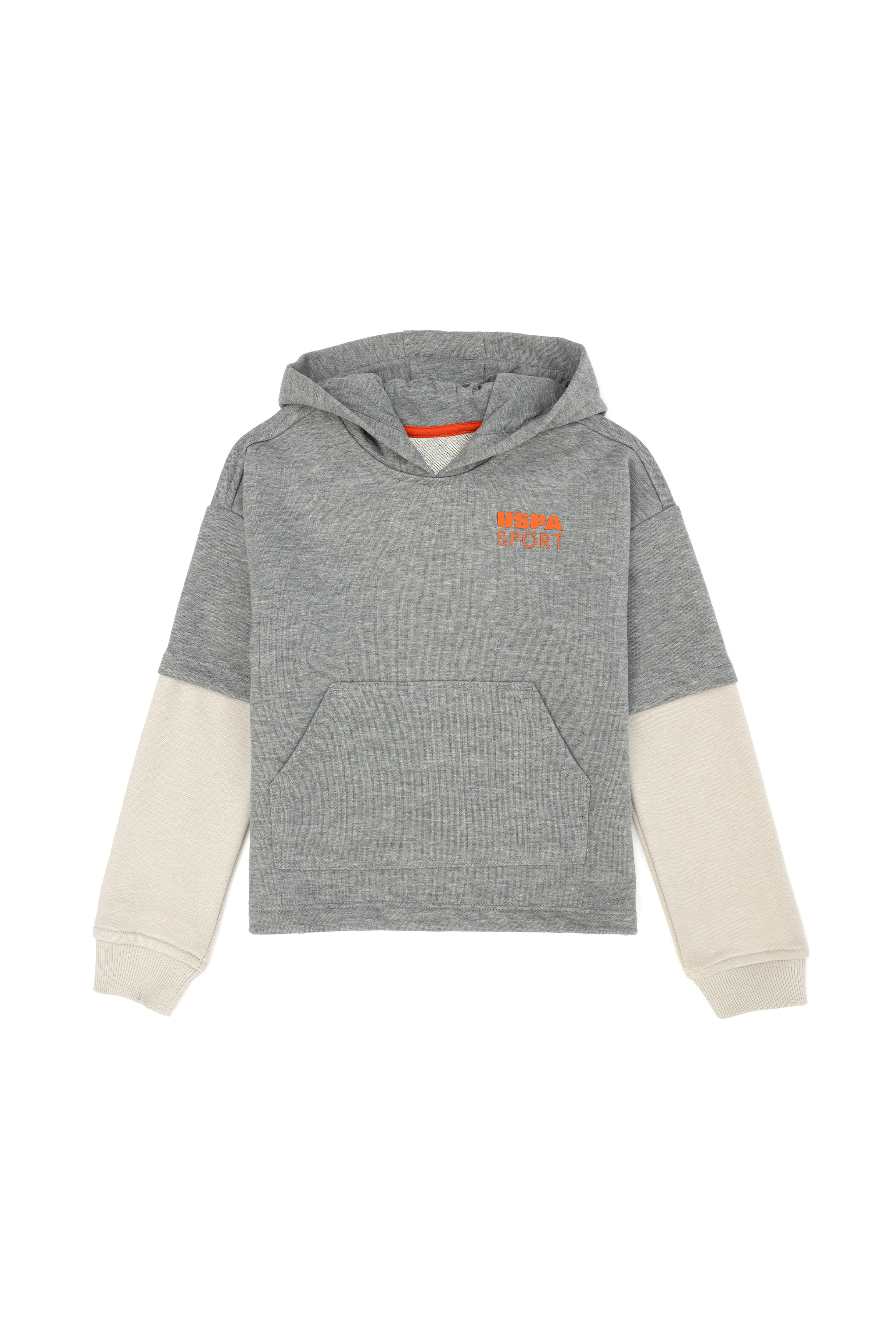 Çocuk Gri Melanj Kapüşonlu Sweatshirt - Image 1