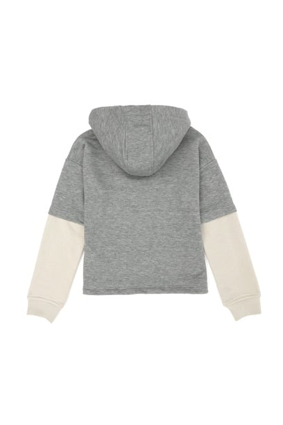 Çocuk Gri Melanj Kapüşonlu Sweatshirt