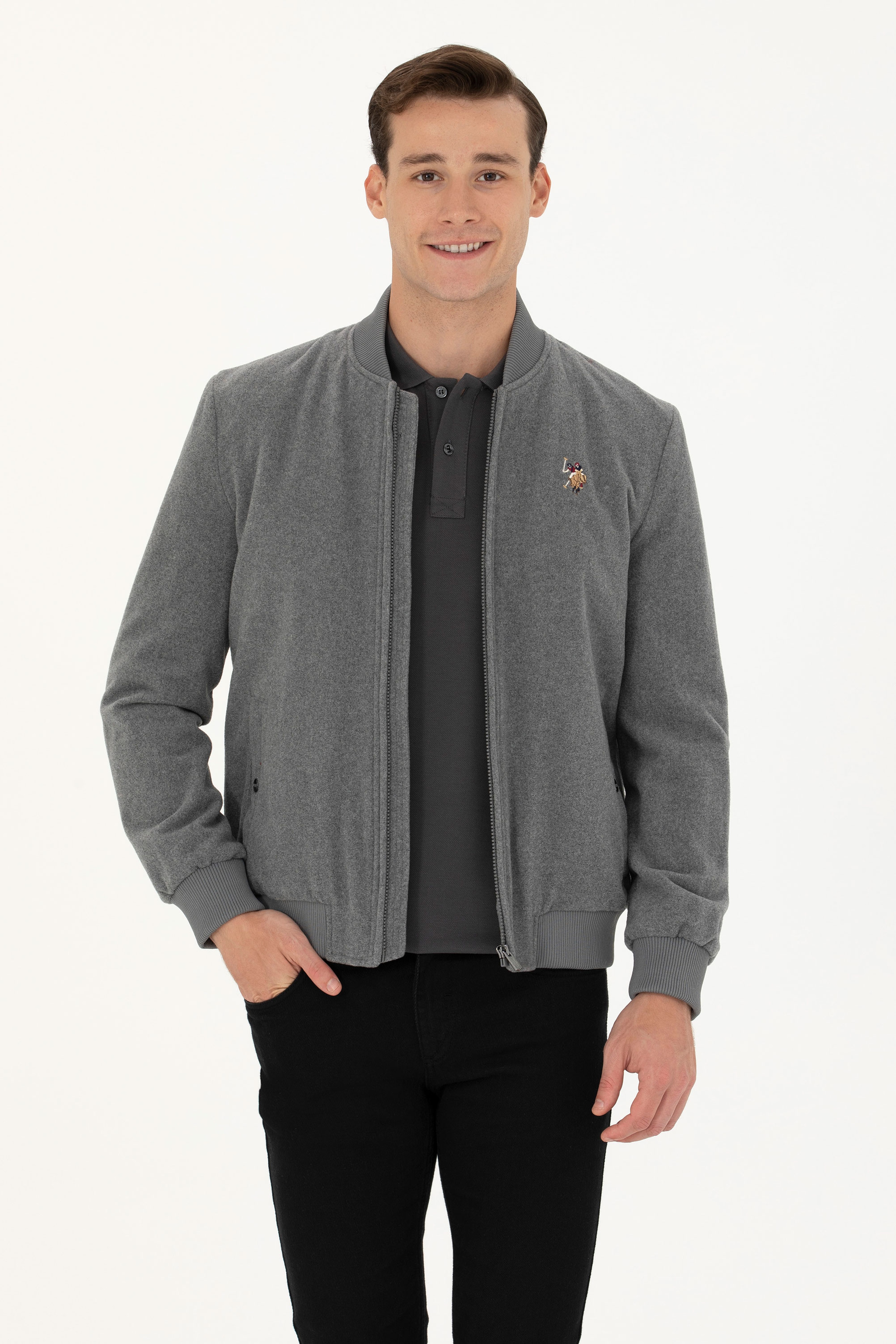 Erkek Antrasit Kaşe Mont - Image 1