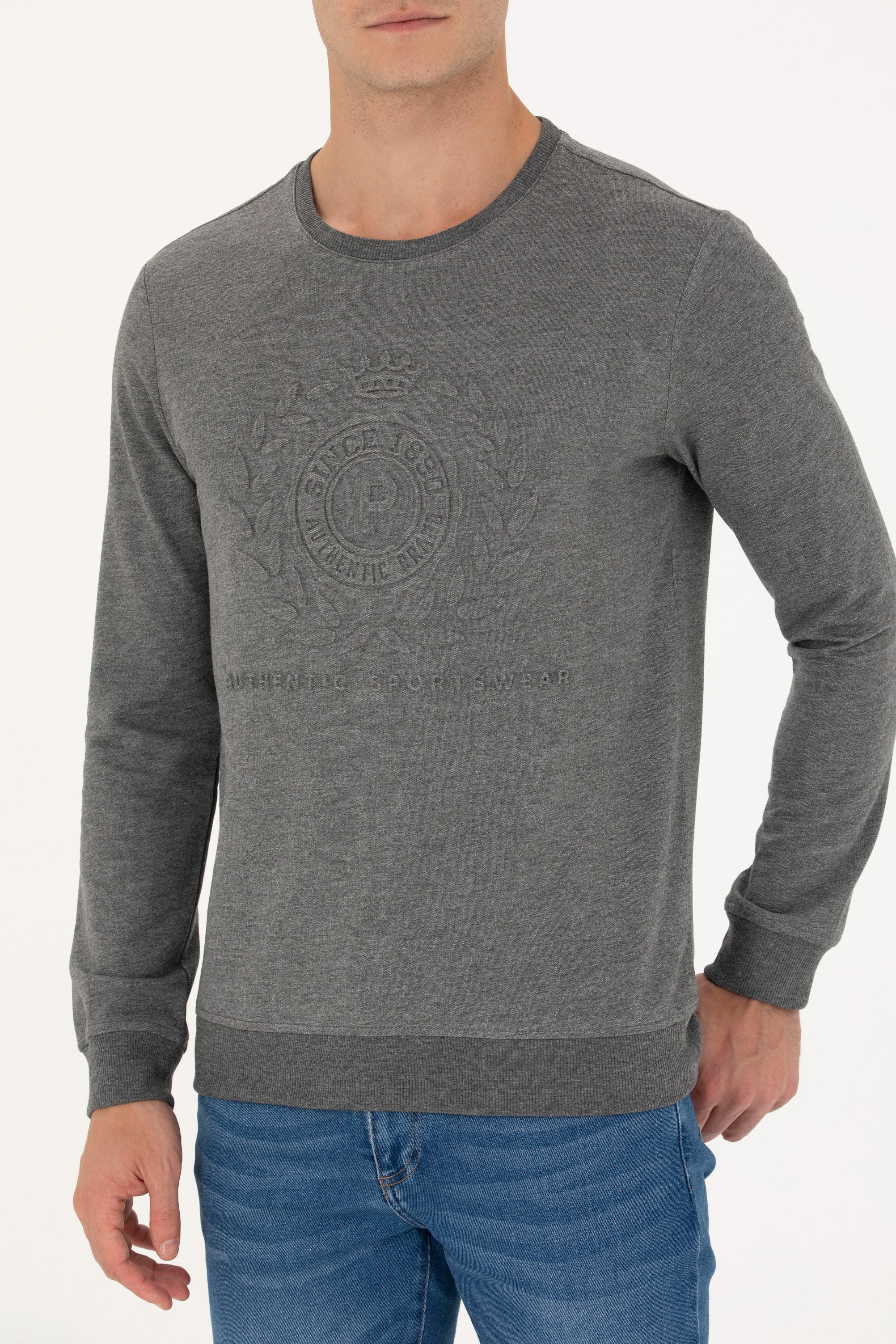 Erkek Antrasit Melanj Sweatshirt