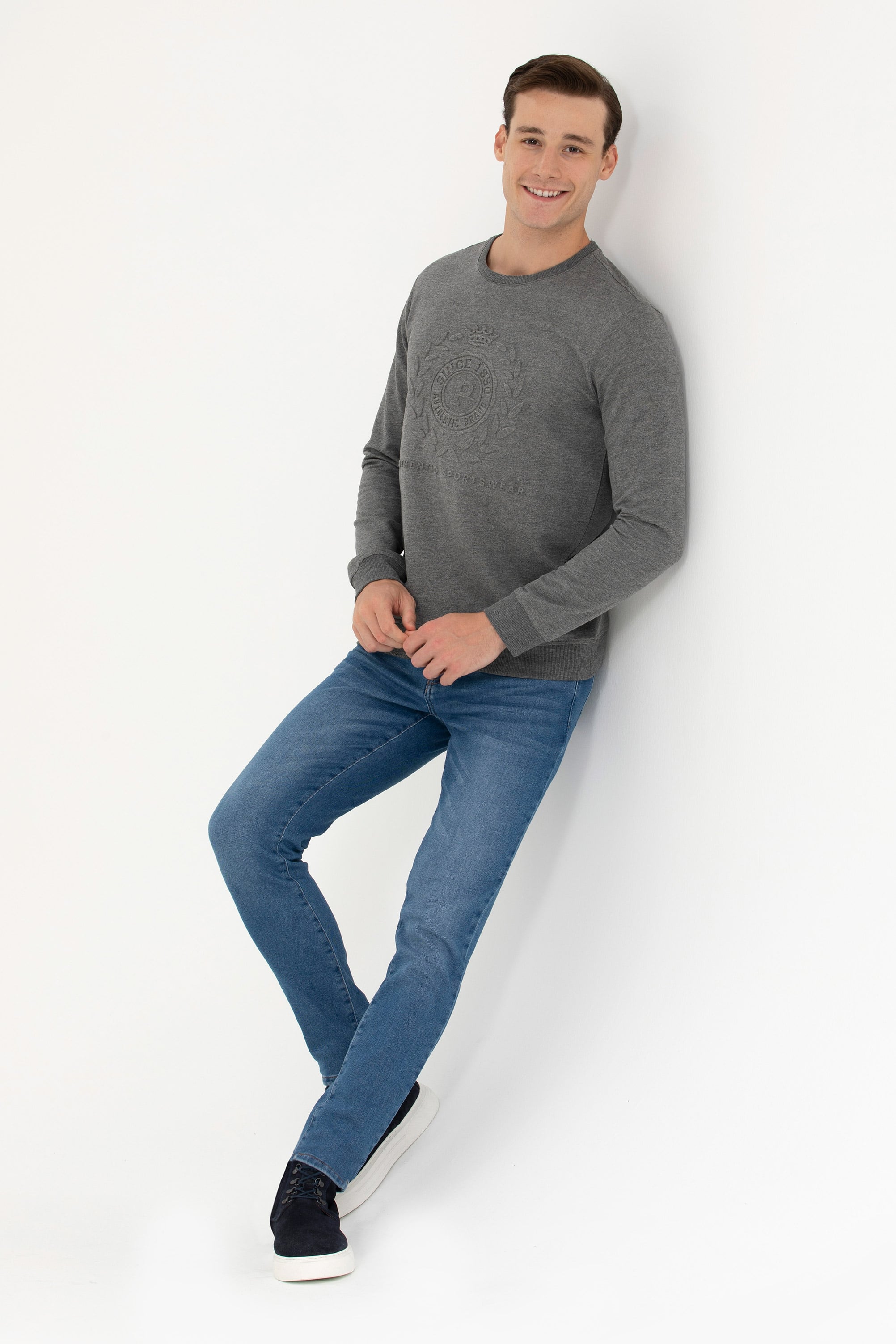 Erkek Antrasit Melanj Sweatshirt - Image 4