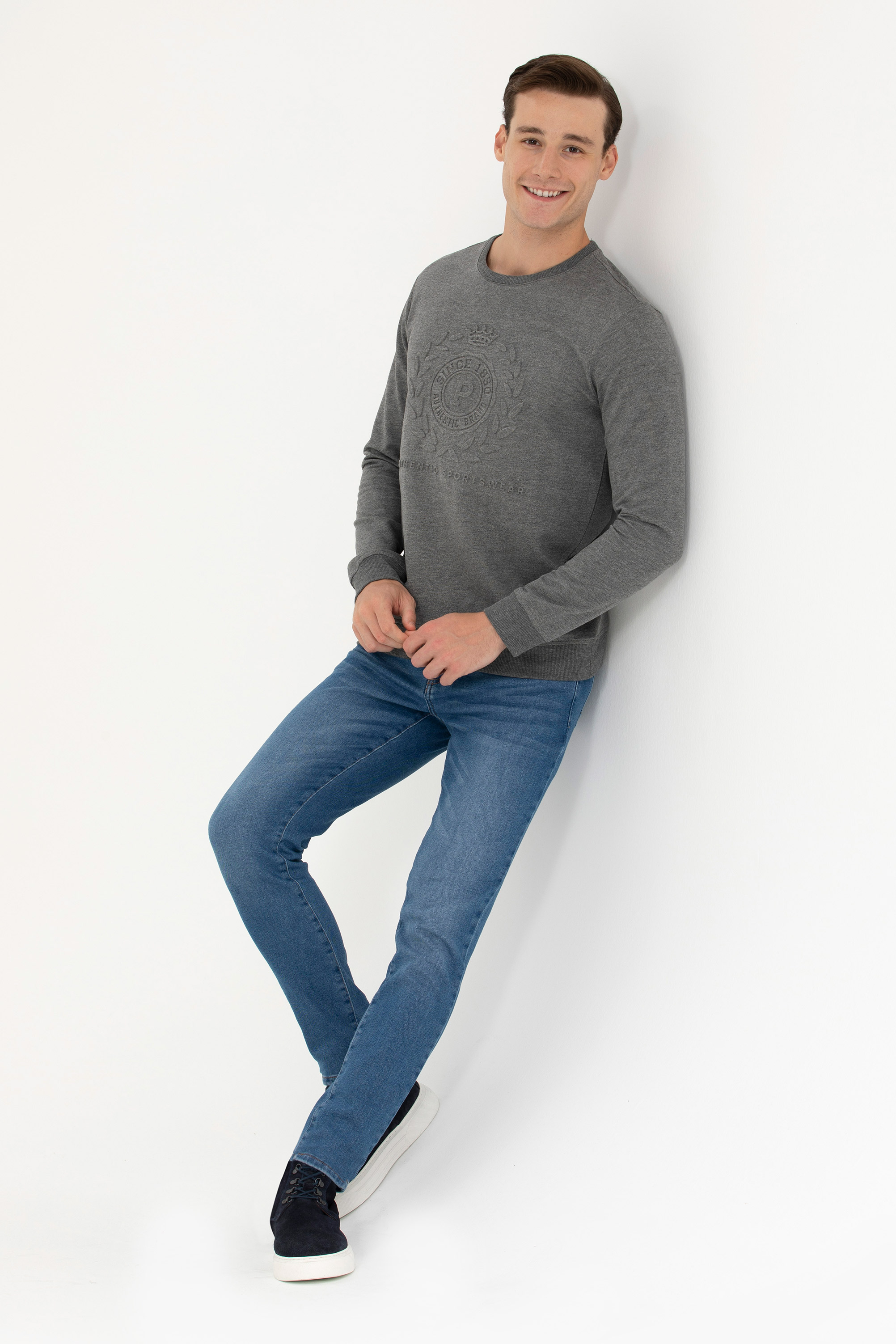 Erkek Antrasit Melanj Sweatshirt