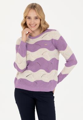 Kadın Lila Bisiklet Yaka Kazak - 50272043015