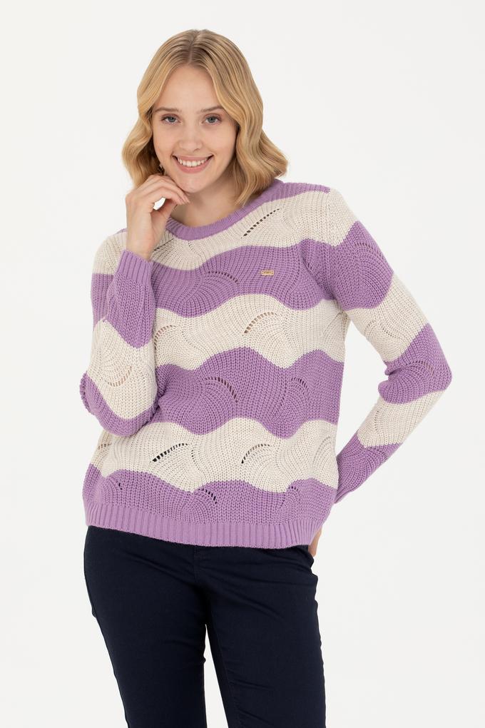 Kadın Lila Bisiklet Yaka Kazak