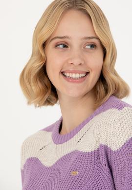 Kadın Lila Bisiklet Yaka Kazak - 50272043015