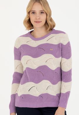 Kadın Lila Bisiklet Yaka Kazak - 50272043015