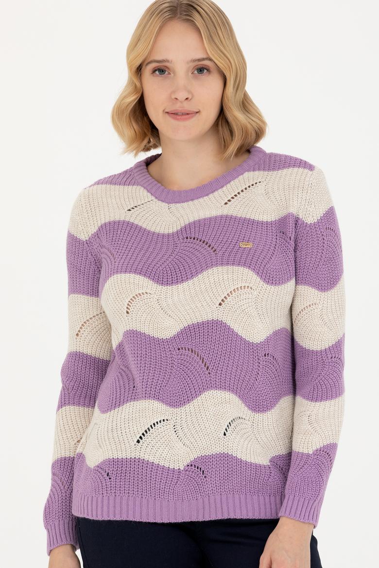 Kadın Lila Bisiklet Yaka Kazak - 50272043015