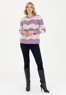 Kadın Lila Bisiklet Yaka Kazak - 50272043015