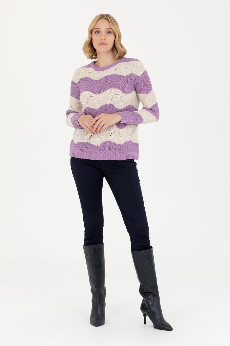 Kadın Lila Bisiklet Yaka Kazak - 50272043015