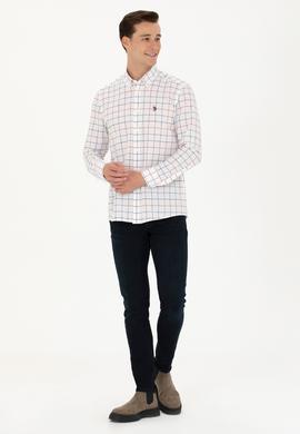 Erkek Ekoseli Beyaz Gömlek - 50279460010
