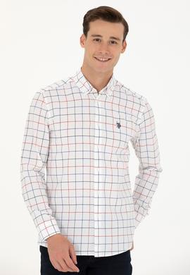 Erkek Ekoseli Beyaz Gömlek - 50279460010