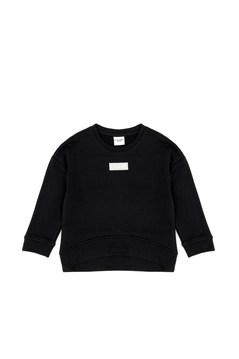 Kız Çocuk Siyah Basic Bisiklet Yaka Sweatshirt - 50276834011