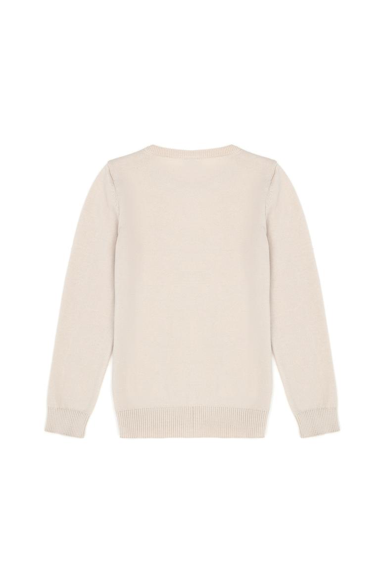 Kız Çocuk Krem Basic Bisiklet Yaka Kazak - 50275851018