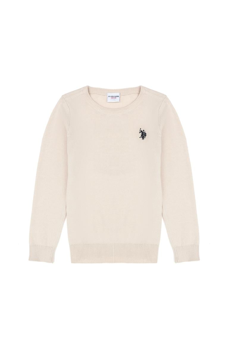 Kız Çocuk Krem Basic Bisiklet Yaka Kazak - 50275851018