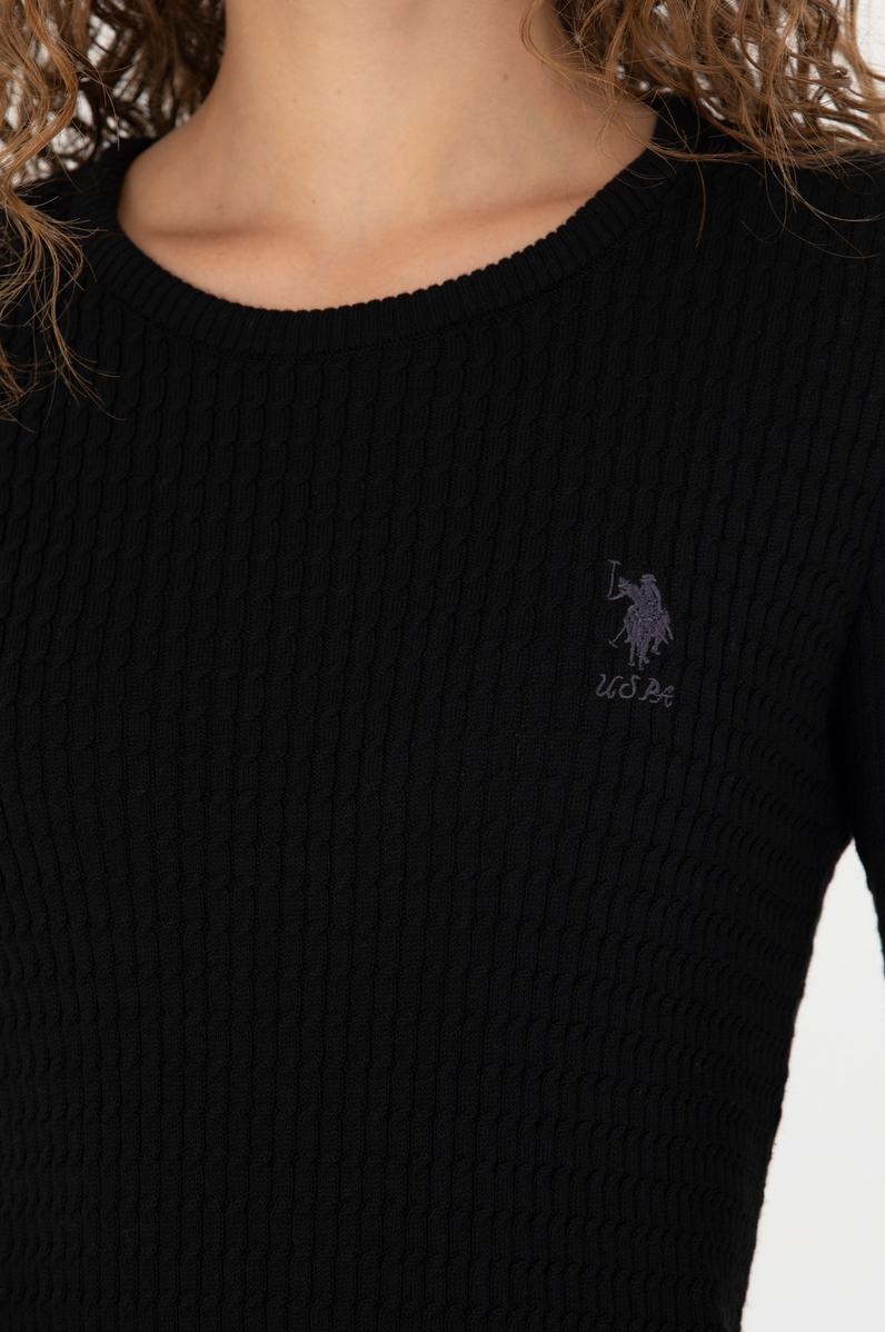 Kadın Siyah Bisiklet Yaka Basic  Kazak