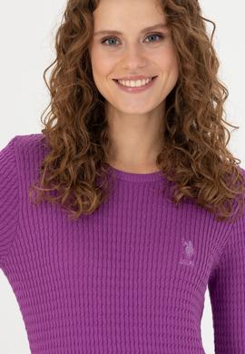 Kadın Violet Bisiklet Yaka Basic Kazak - 50269013099